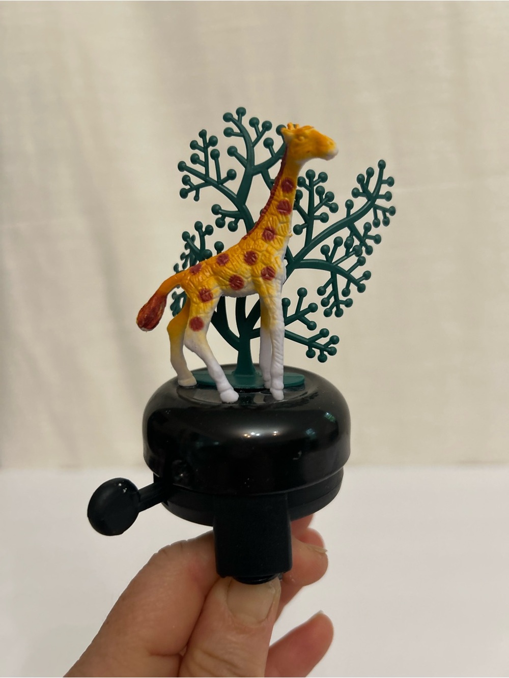 Bike Bell‎ NWT With Upcycled Safari Animal Giraffe And Tree Toy